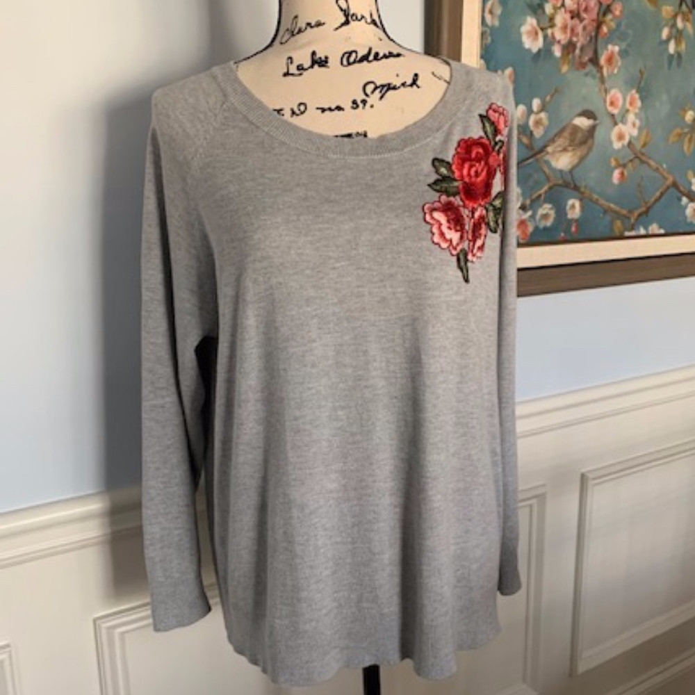 Long Sleeve Scoop Crew Neck Sweater Sz OX